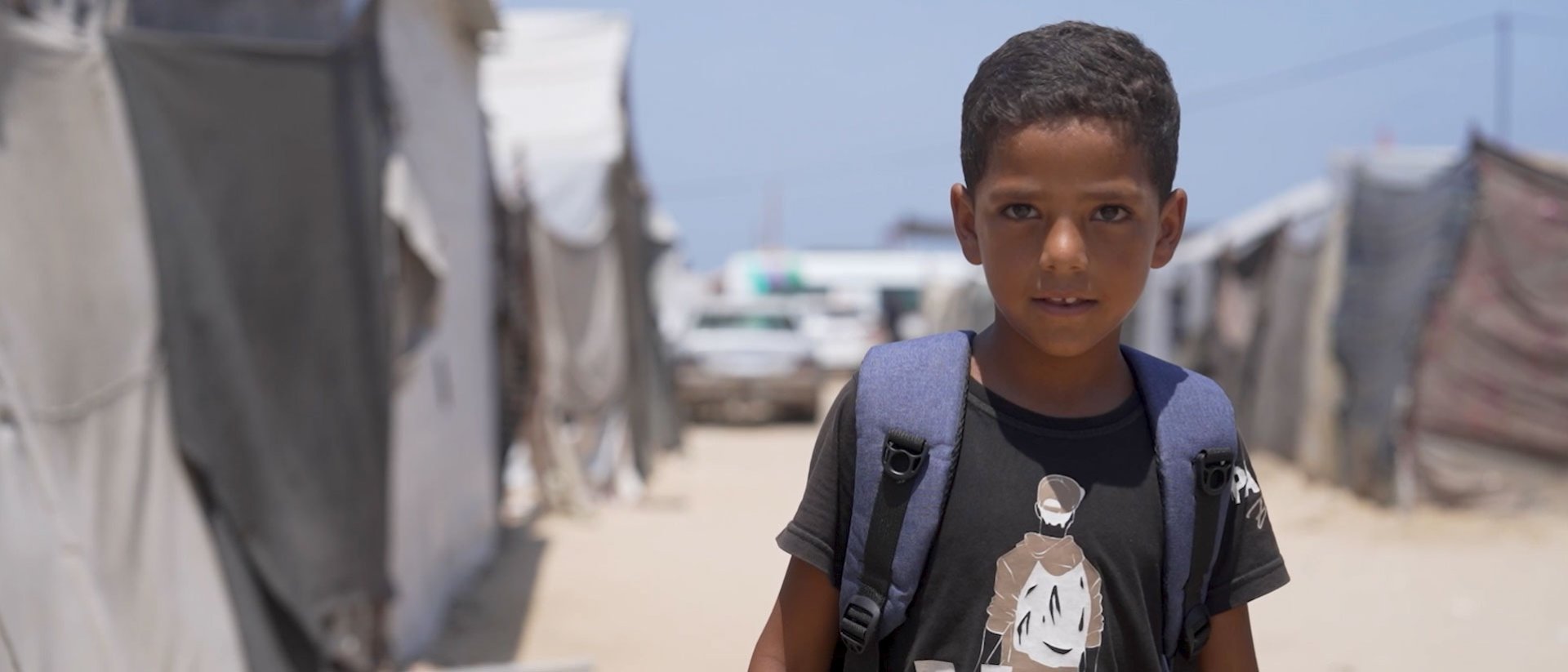 Niño en un campo de refugiados en Gaza