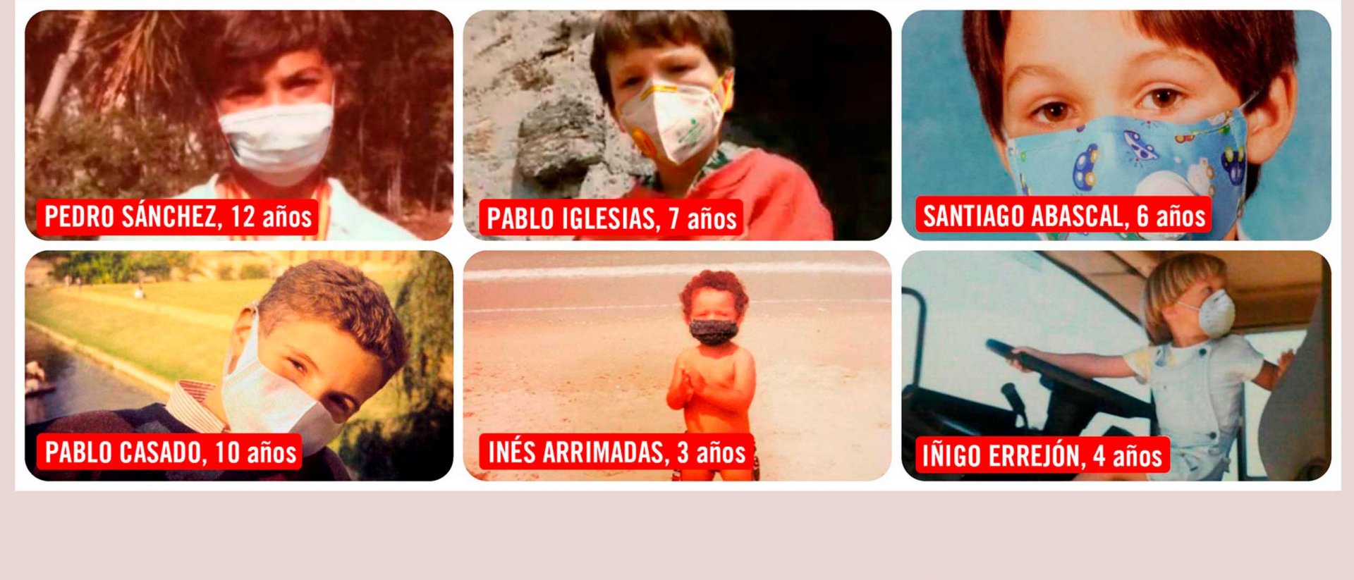 #QueNadíeQuedeAtrás Fotos de políticos de pequeños con mascarilla