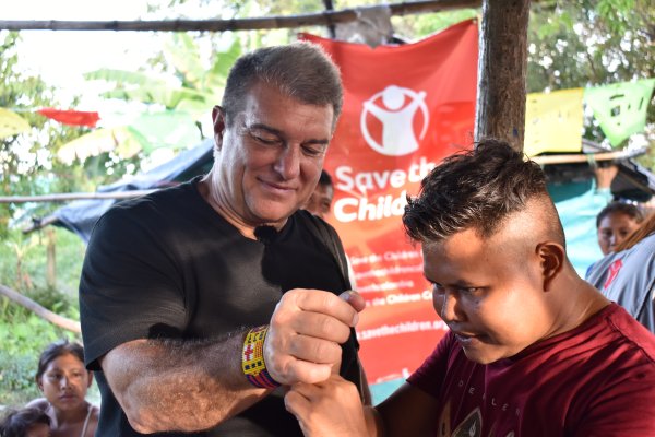 Laporta en Colombia con Save the Children