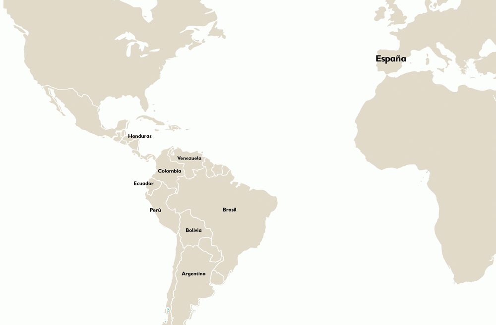 Ruta migraciones América Latina hacía España Ruta migraciones América Latina hacía España