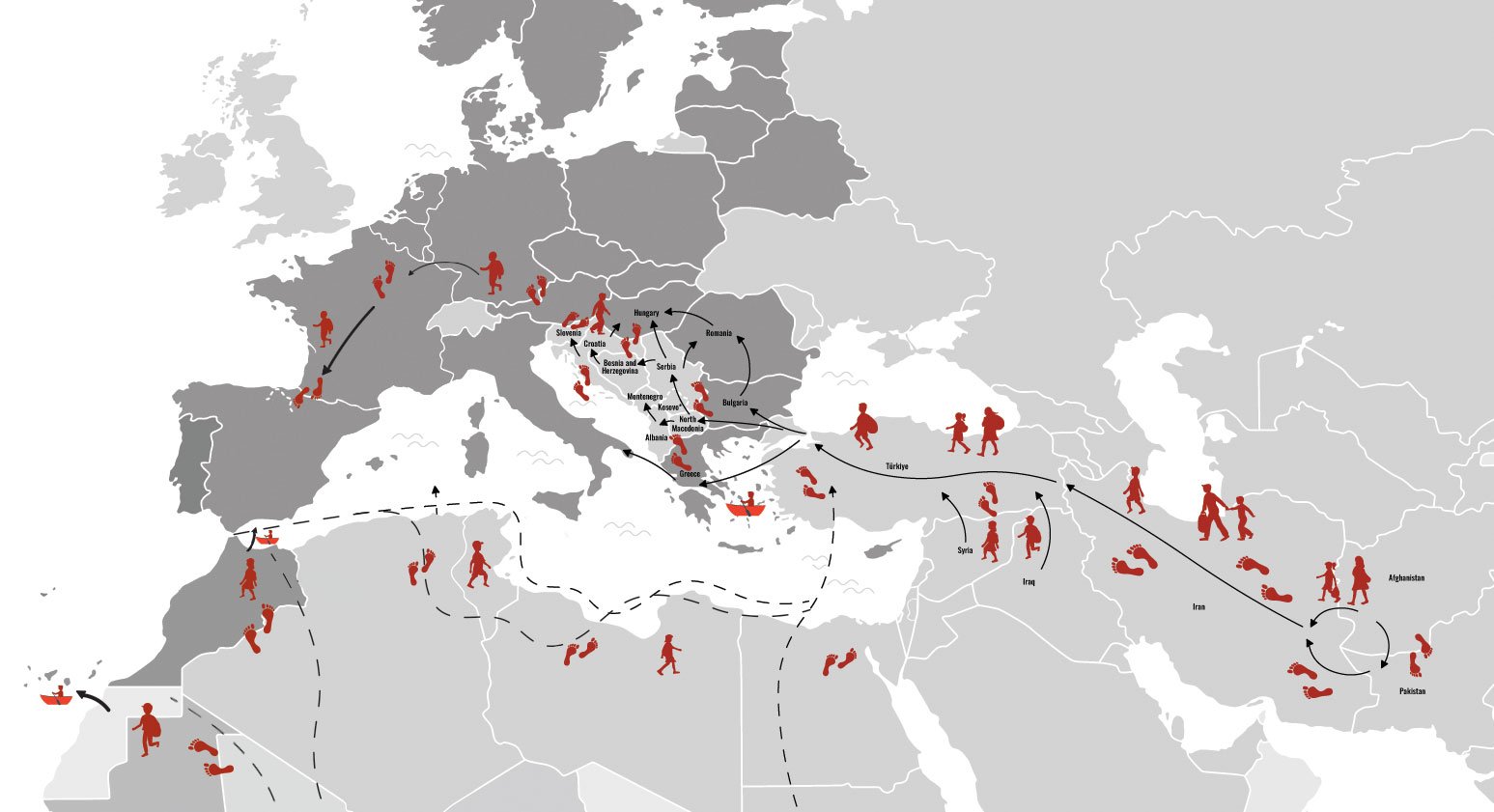 mapa migraciones a Europa