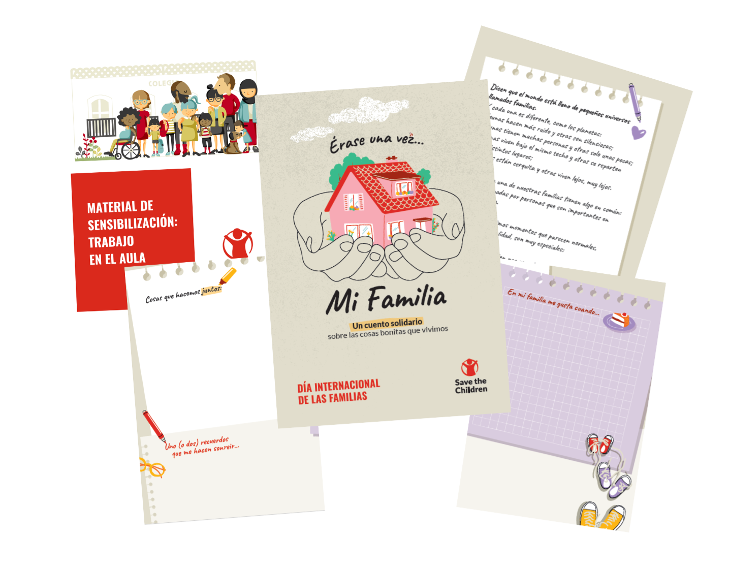 ficticio de los materiales del día de las familias